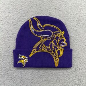 NFL Minnesota Vikings Purple Embroidered Logo One Size Knit Beanie Winter Hat
